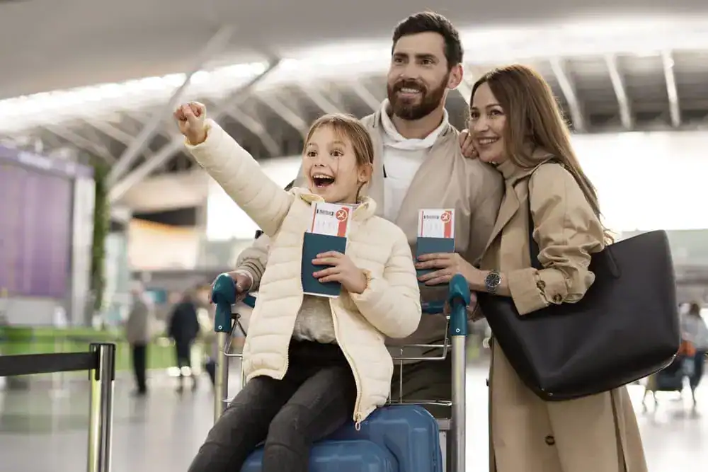 Happy family at airport